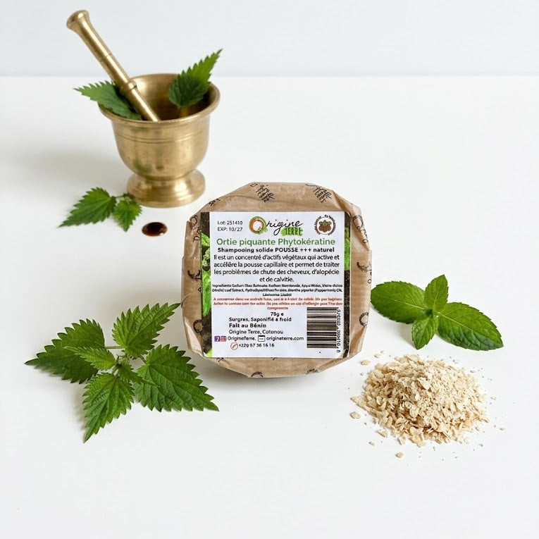 Shampooing Solide Ortie Piquante  Phytokératine - Origine Terre